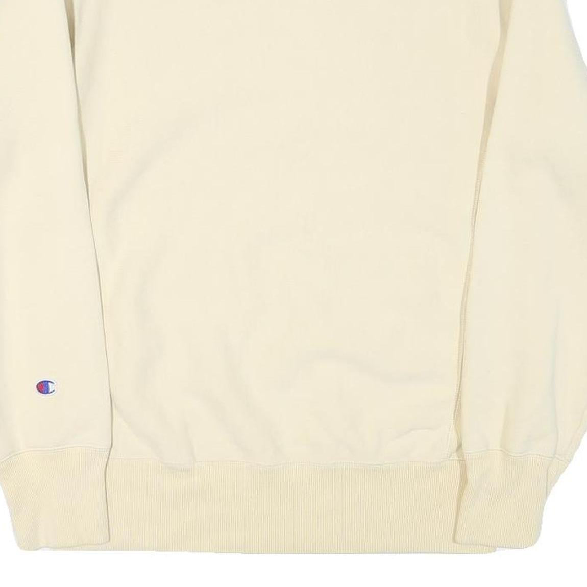 CHAMPION Mens Cream Crew Neck L Sweatshirt Cotton Blend Pullover Logo