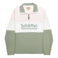 SCHOFFEL Mens Green & Cream Colourblock Crew Neck M Sweatshirt Cotton Pullover