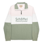 SCHOFFEL Mens Green & Cream Colourblock Crew Neck M Sweatshirt Cotton Pullover