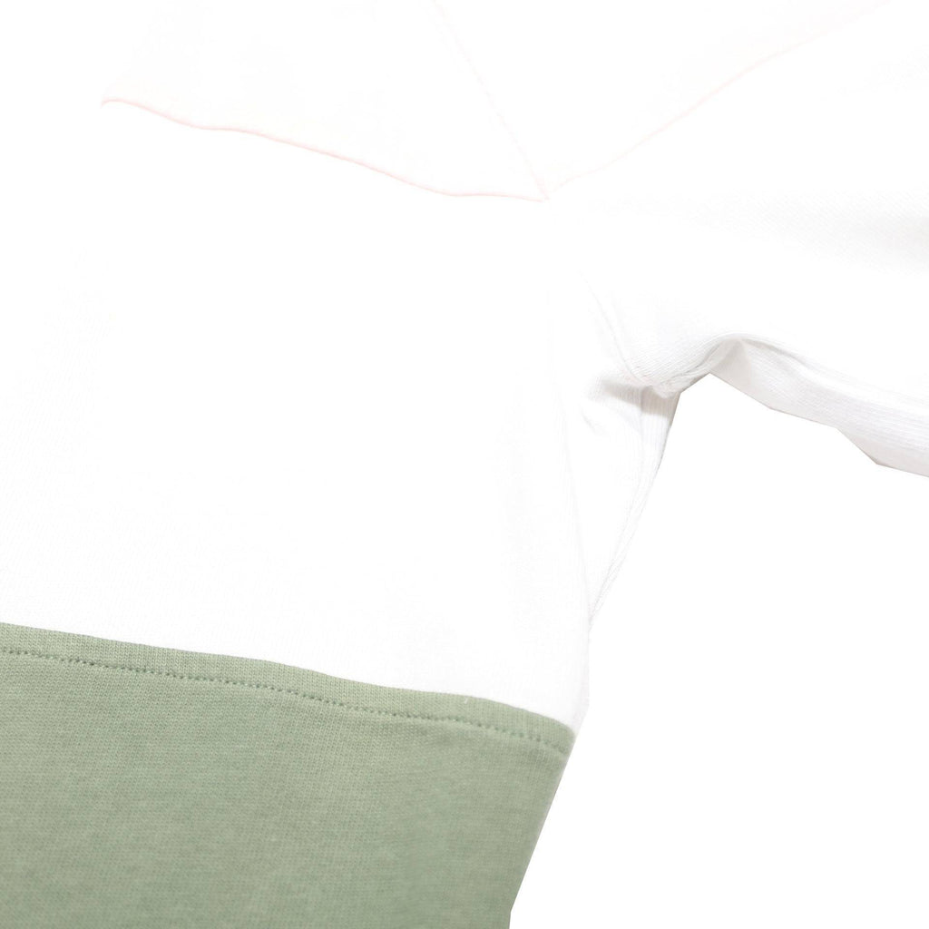 SCHOFFEL Mens Green & Cream Colourblock Crew Neck M Sweatshirt Cotton Pullover