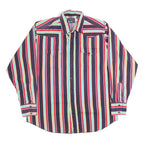 PANHANDLE SLIM Mens Blue & Red & Cream & Green & Yellow Striped Shirt 2XL Cotton