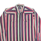 PANHANDLE SLIM Mens Blue & Red & Cream & Green & Yellow Striped Shirt 2XL Cotton