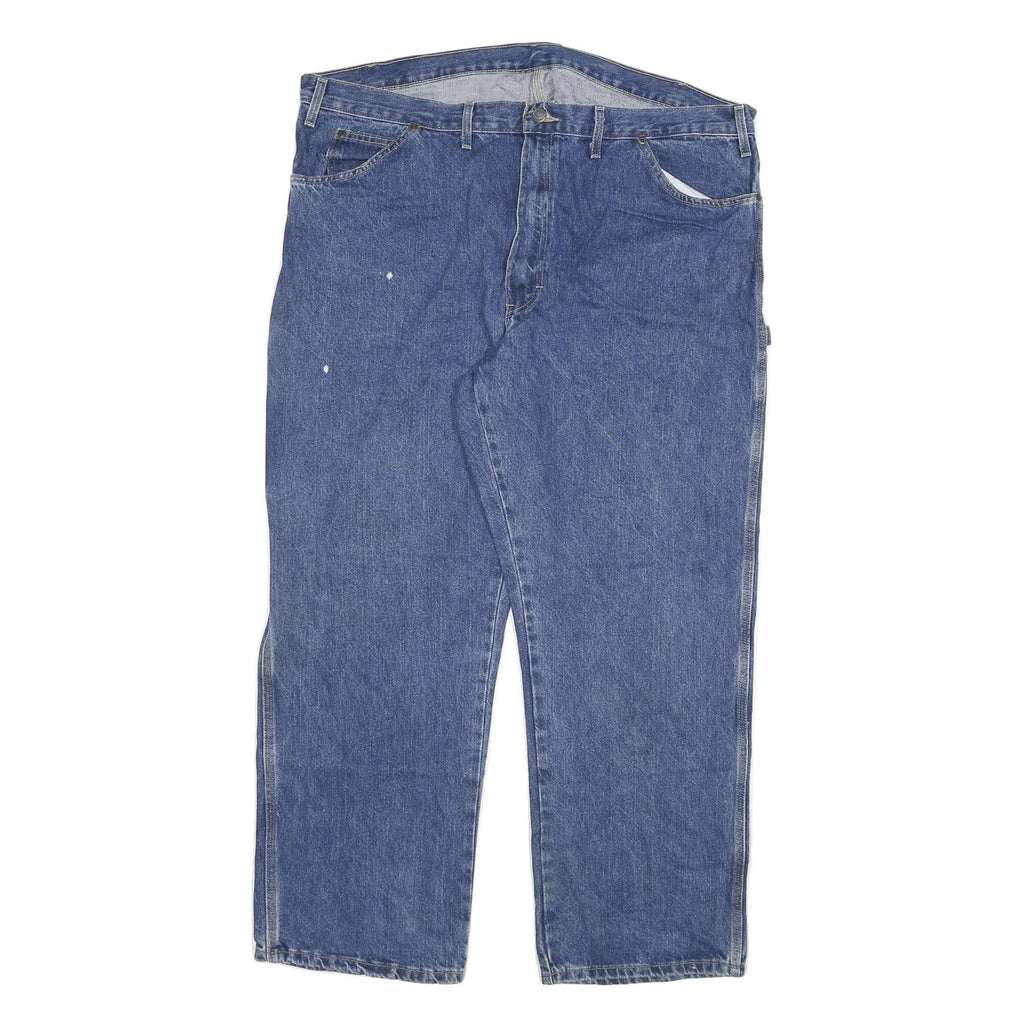 DICKIES Mens Blue Regular Fit Straight Leg Denim Jeans W44 L30 Workwear Zip