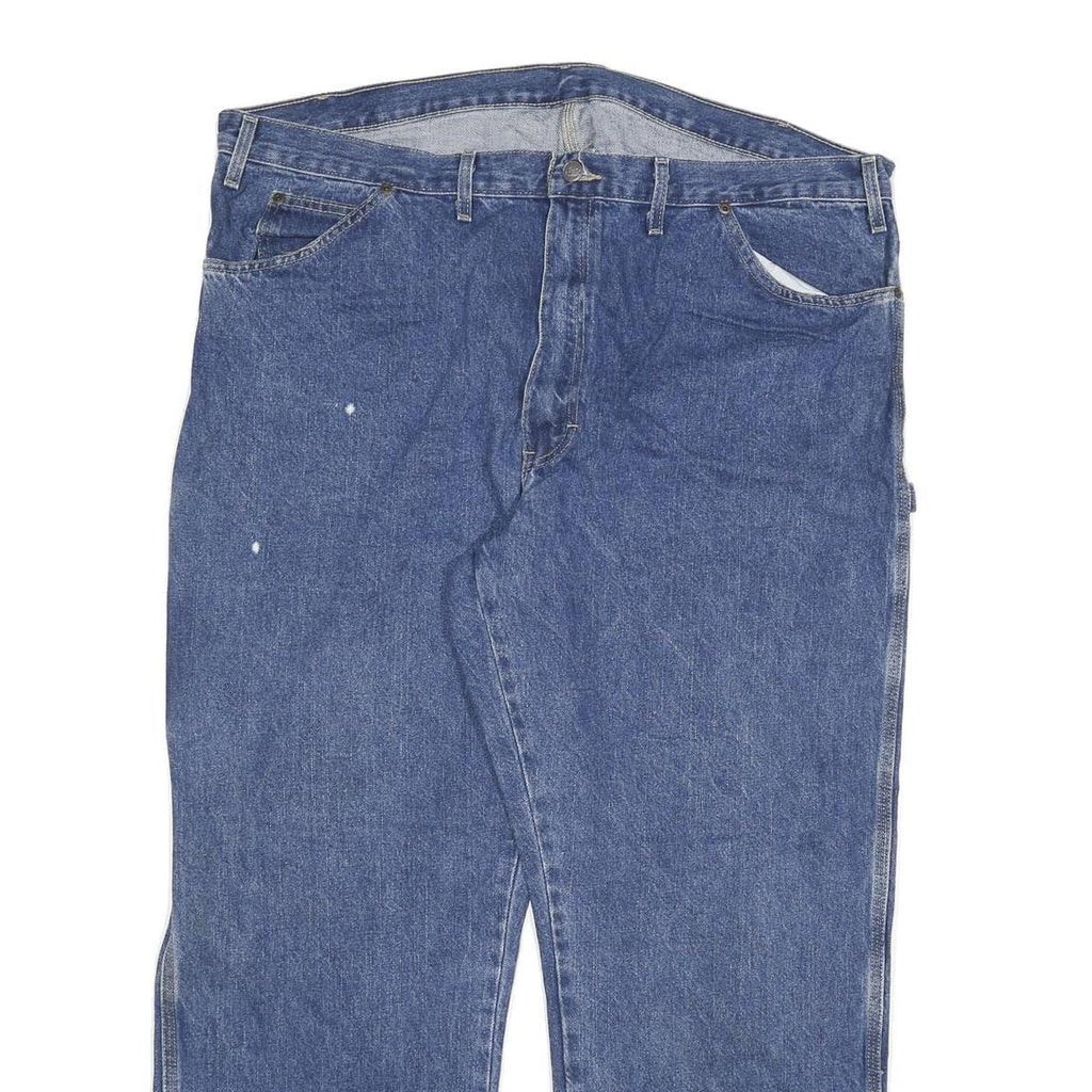 DICKIES Mens Blue Regular Fit Straight Leg Denim Jeans W44 L30 Workwear Zip