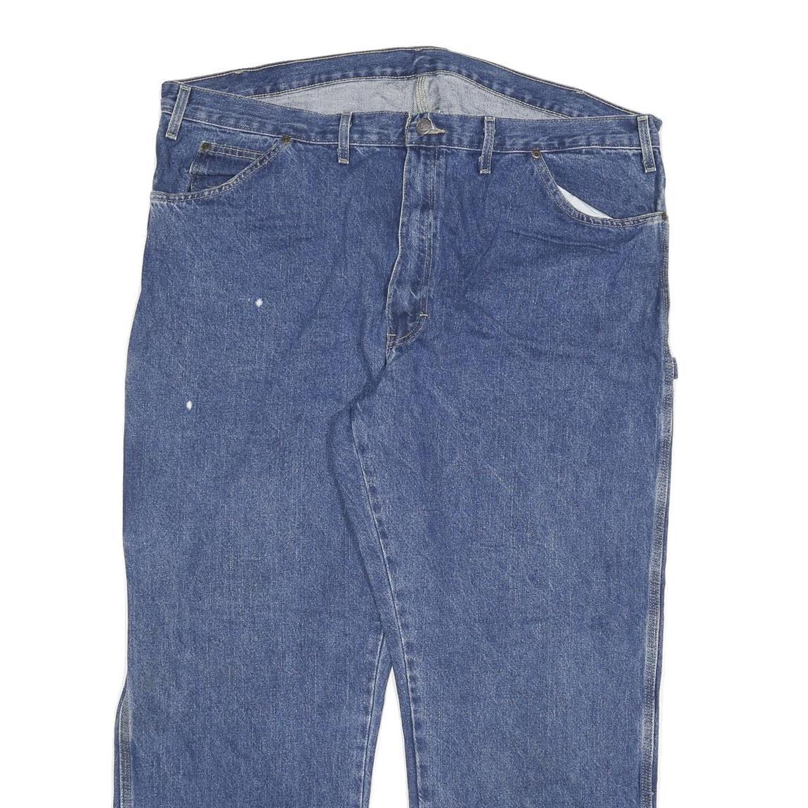 DICKIES Mens Blue Regular Fit Straight Leg Denim Jeans W44 L30 Workwear Zip