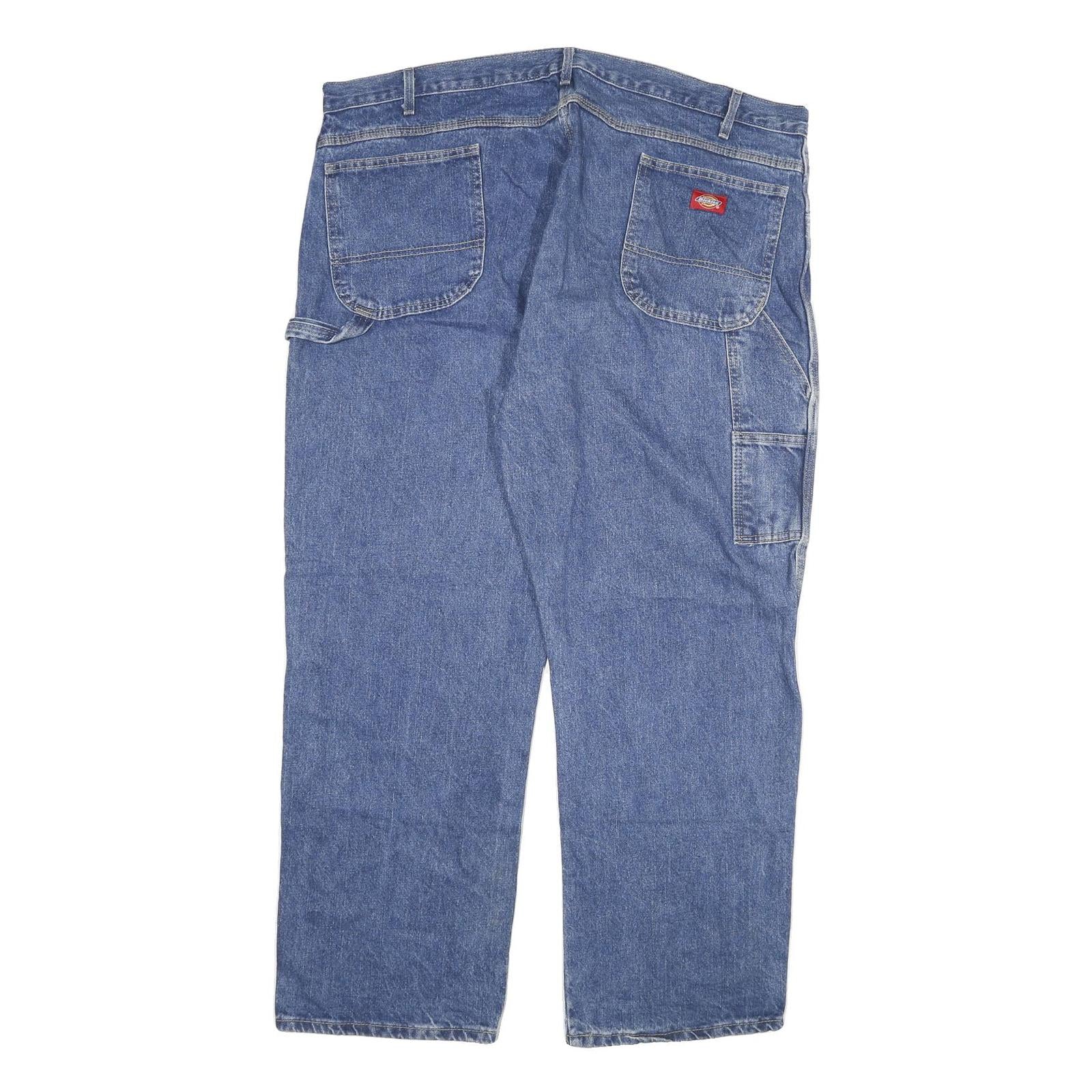 DICKIES Mens Blue Regular Fit Straight Leg Denim Jeans W44 L30 Workwear Zip