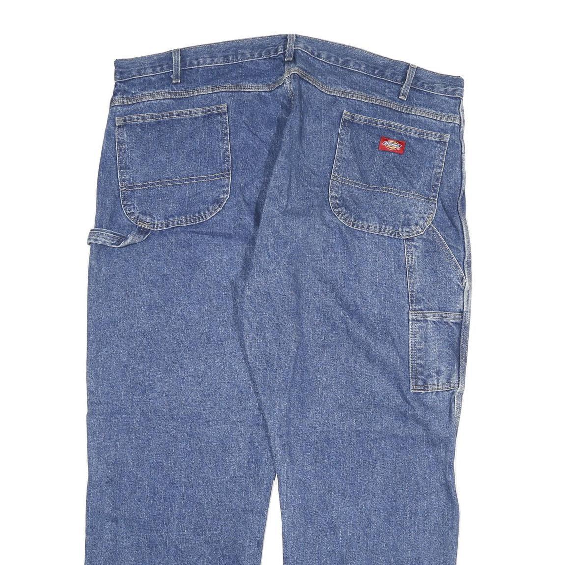 DICKIES Mens Blue Regular Fit Straight Leg Denim Jeans W44 L30 Workwear Zip