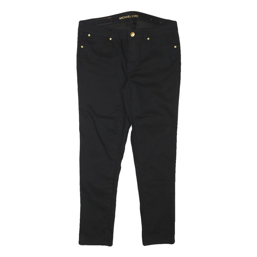MICHAEL KORS Womens Cotton Blend Black Slim Skinny Trousers W29 L25 Stylish Zip