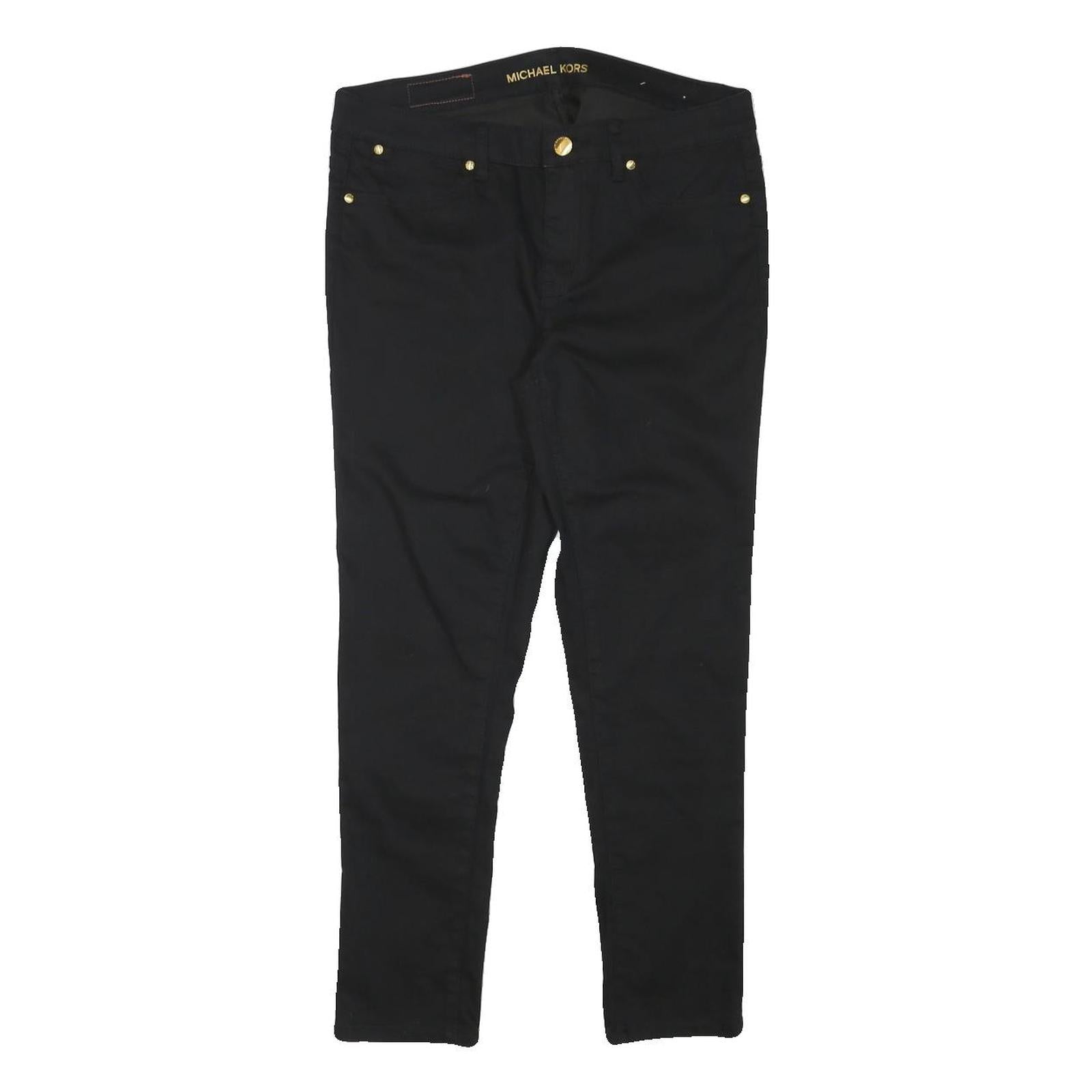 MICHAEL KORS Womens Cotton Blend Black Slim Skinny Trousers W29 L25 Stylish Zip