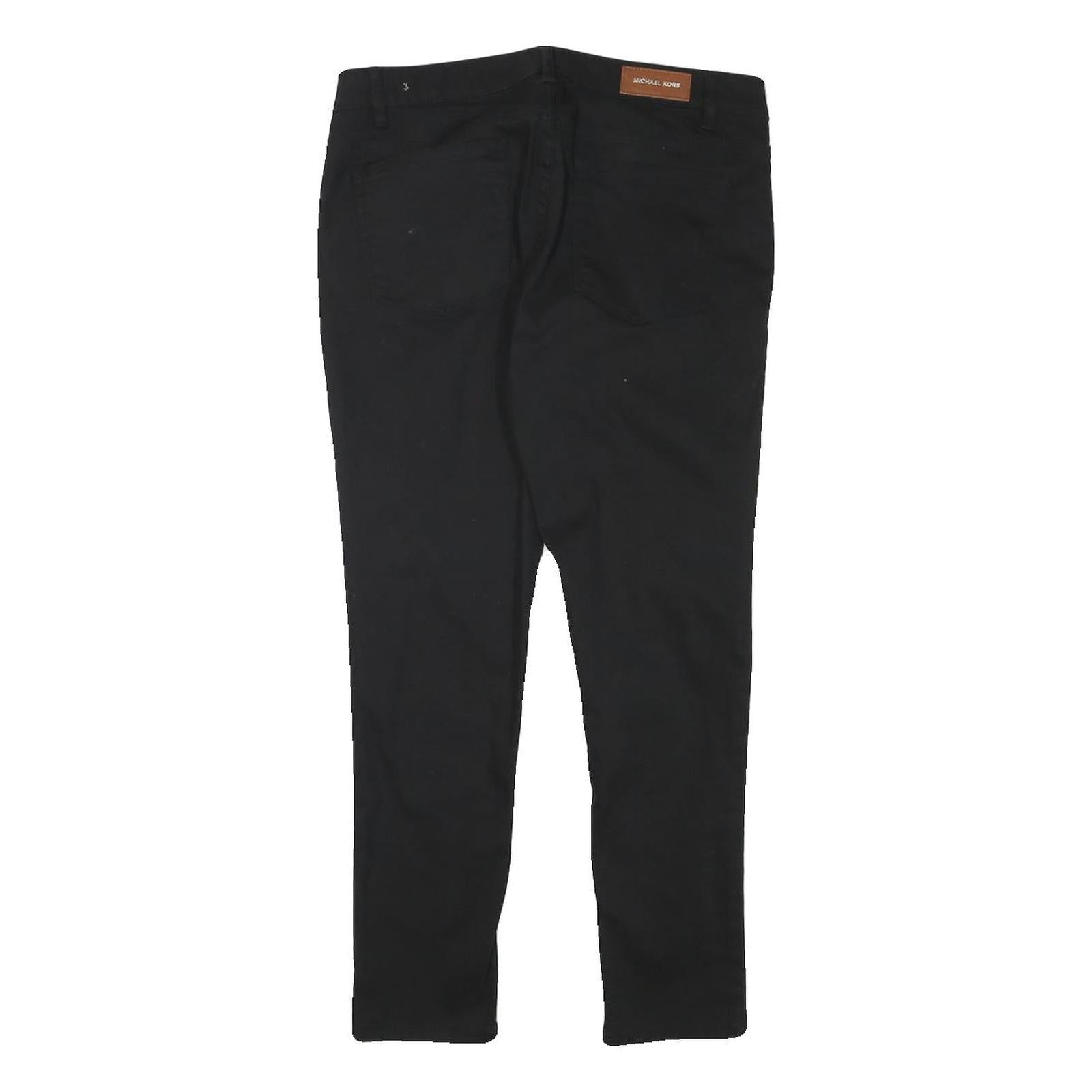 MICHAEL KORS Womens Cotton Blend Black Slim Skinny Trousers W29 L25 Stylish Zip