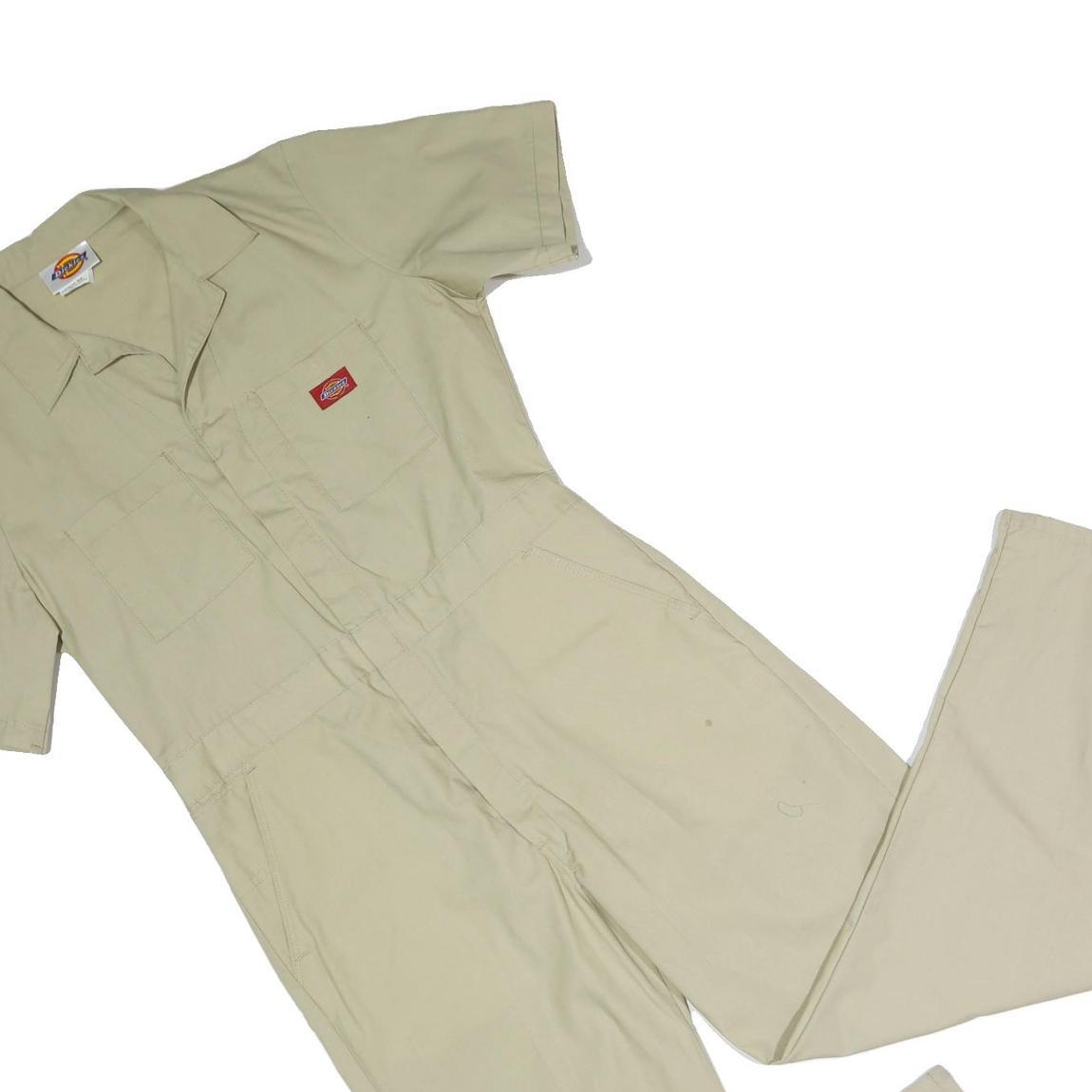 DICKIES Mens Beige Workwear Dungarees Regular Fit Polyester Blend S W35 L30