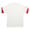 HANES Mens White & Red T-Shirt L Short Sleeve Crew Neck Cotton Casual