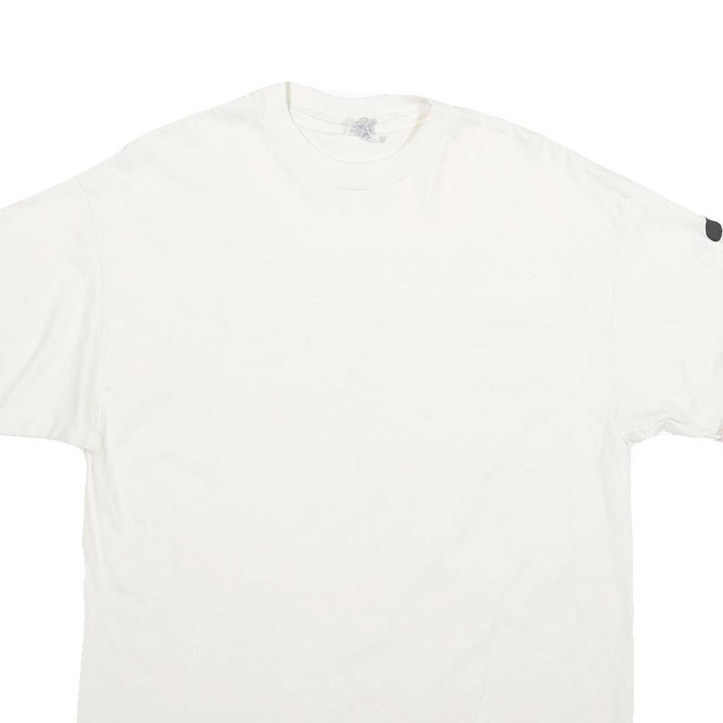 HANES Mens White & Red T-Shirt L Short Sleeve Crew Neck Cotton Casual