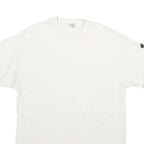HANES Mens White & Red T-Shirt L Short Sleeve Crew Neck Cotton Casual
