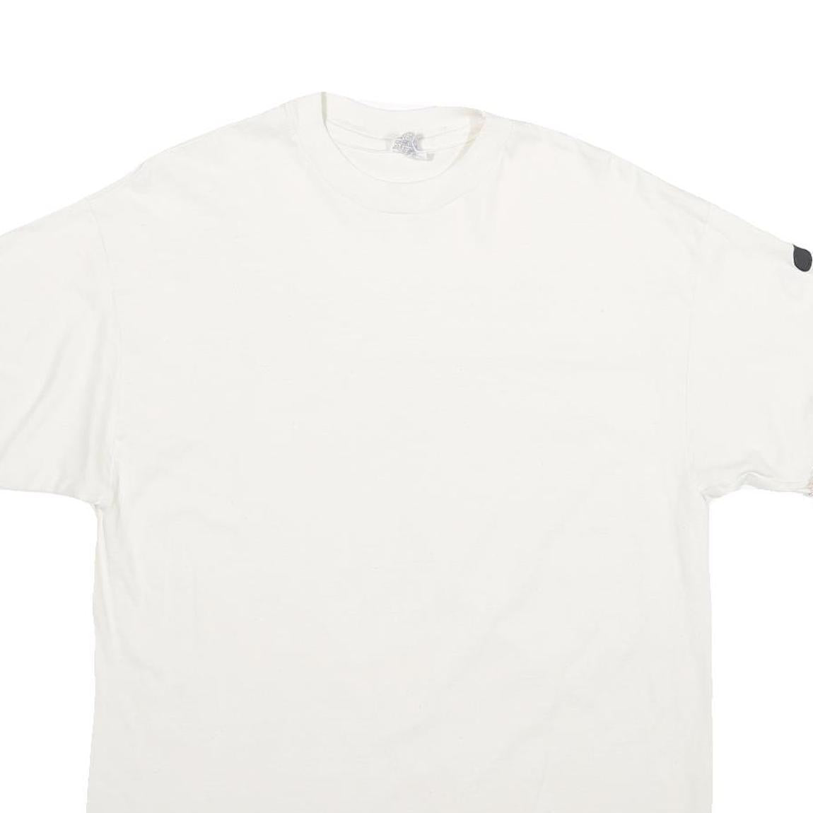 HANES Mens White & Red T-Shirt L Short Sleeve Crew Neck Cotton Casual