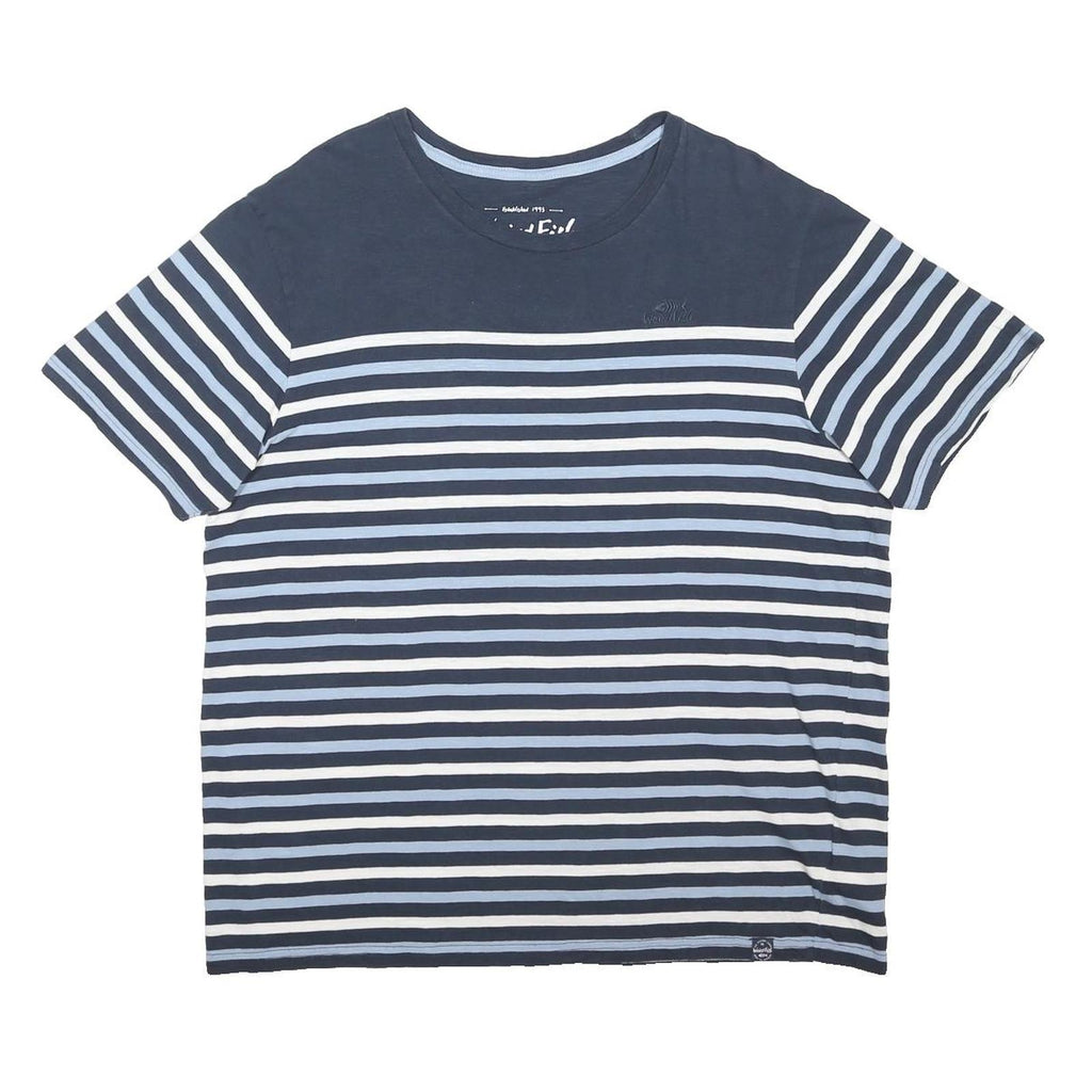 WEIRD FISH Womens Blue & White Striped T-Shirt XL Short Sleeve Crew Neck Casual