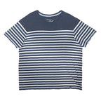 WEIRD FISH Womens Blue & White Striped T-Shirt XL Short Sleeve Crew Neck Casual
