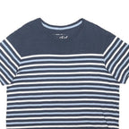 WEIRD FISH Womens Blue & White Striped T-Shirt XL Short Sleeve Crew Neck Casual