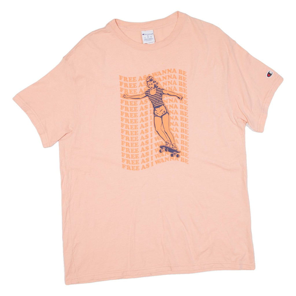 CHAMPION Free As I Wanna Be Mens T-Shirt Pink S