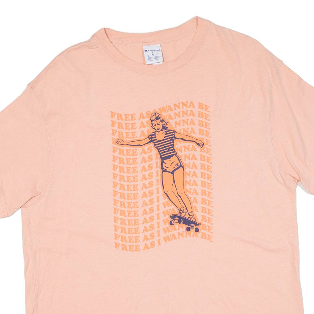 CHAMPION Free As I Wanna Be Mens T-Shirt Pink S