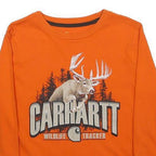 CARHARTT Boys Orange Wildlife Tracker Graphic T-Shirt Long Sleeve Crew Neck S