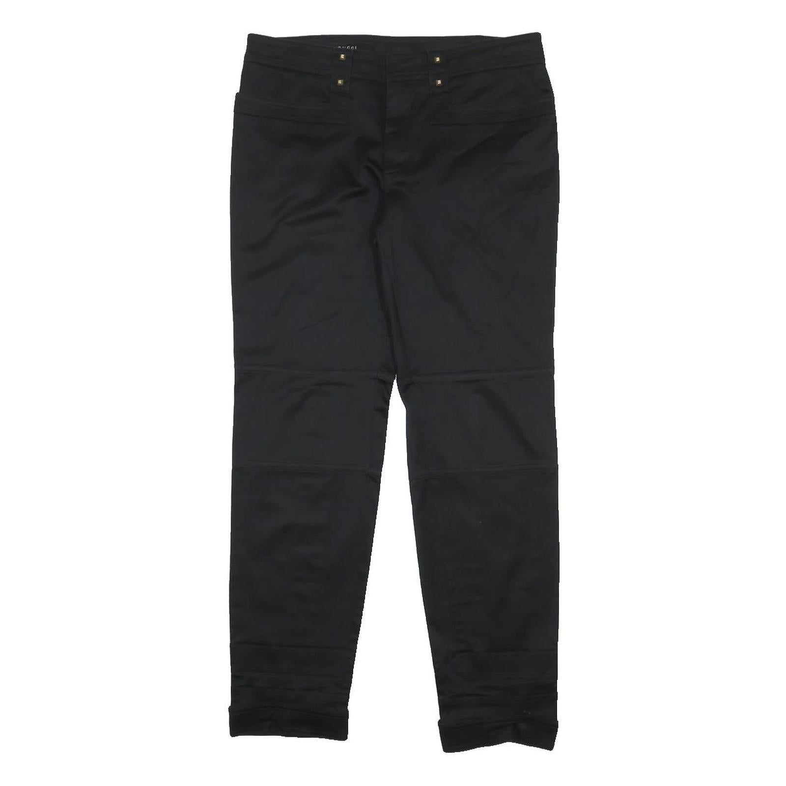 GUCCI Womens Cotton Blend Black Slim Skinny Trousers W30 L28 Stylish Zip Closure