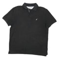 NAUTICA Mens Black Polo Shirt Boat Logo Short Sleeve Plain L Button Closure