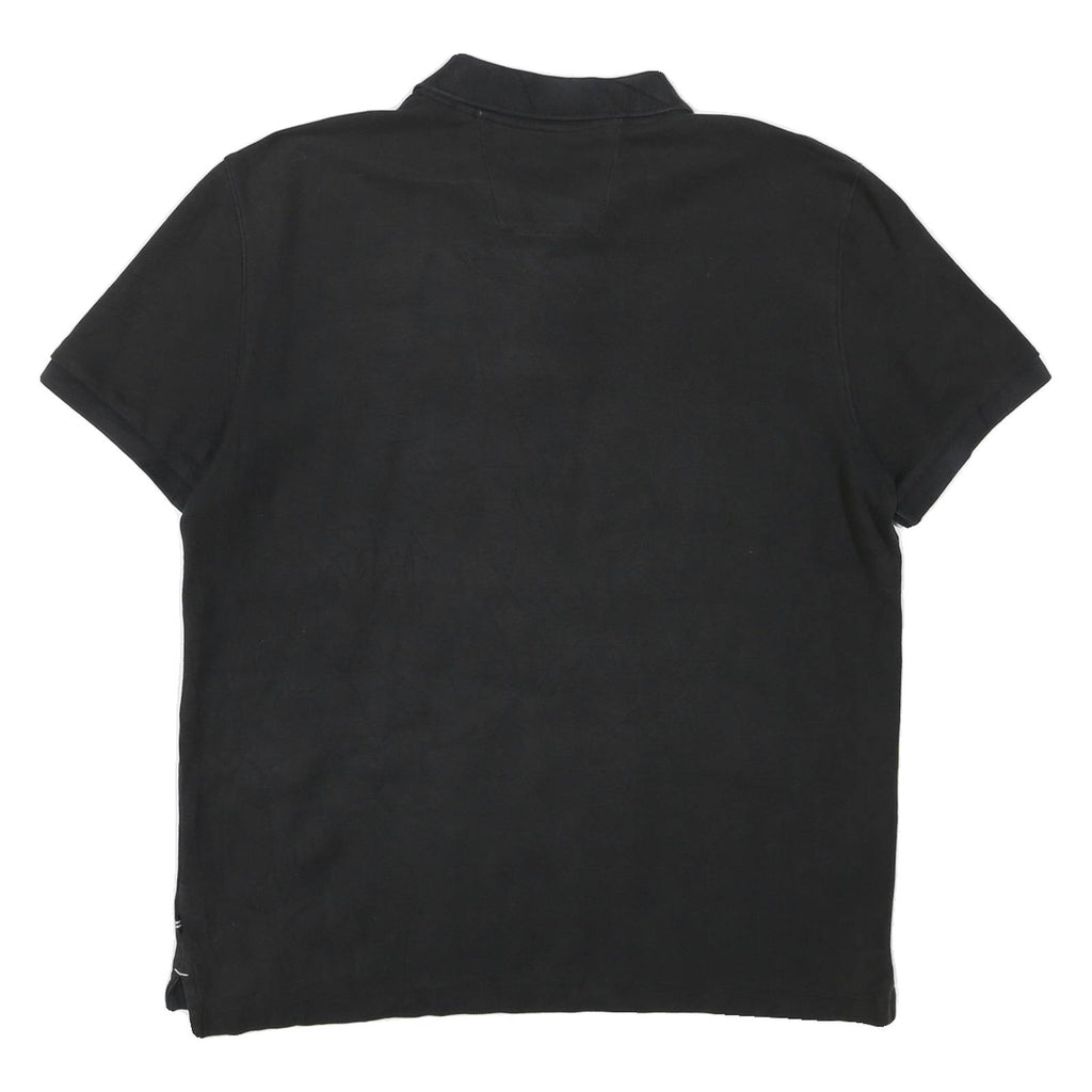 NAUTICA Mens Black Polo Shirt Boat Logo Short Sleeve Plain L Button Closure