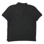 NAUTICA Mens Black Polo Shirt Boat Logo Short Sleeve Plain L Button Closure