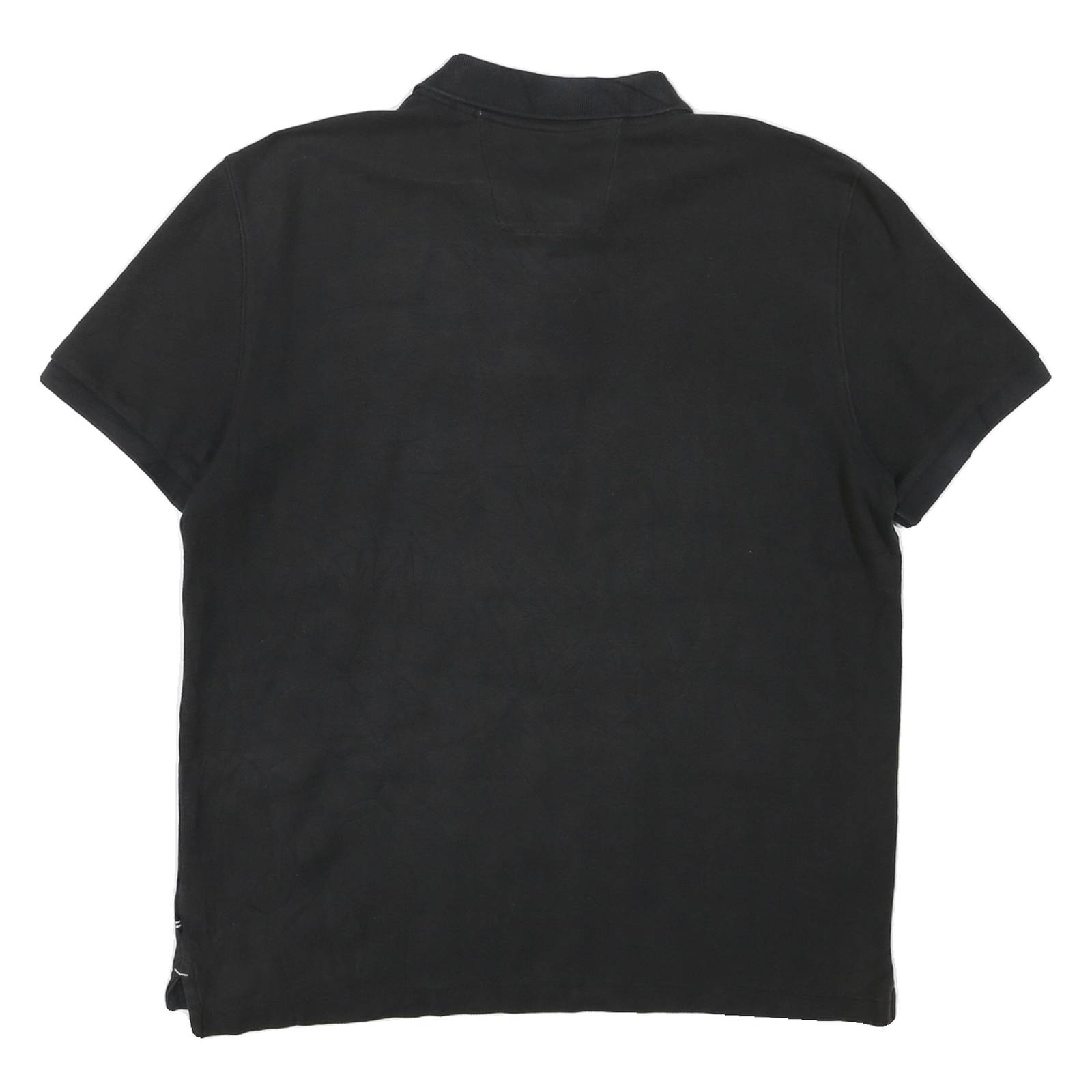 NAUTICA Mens Black Polo Shirt Boat Logo Short Sleeve Plain L Button Closure