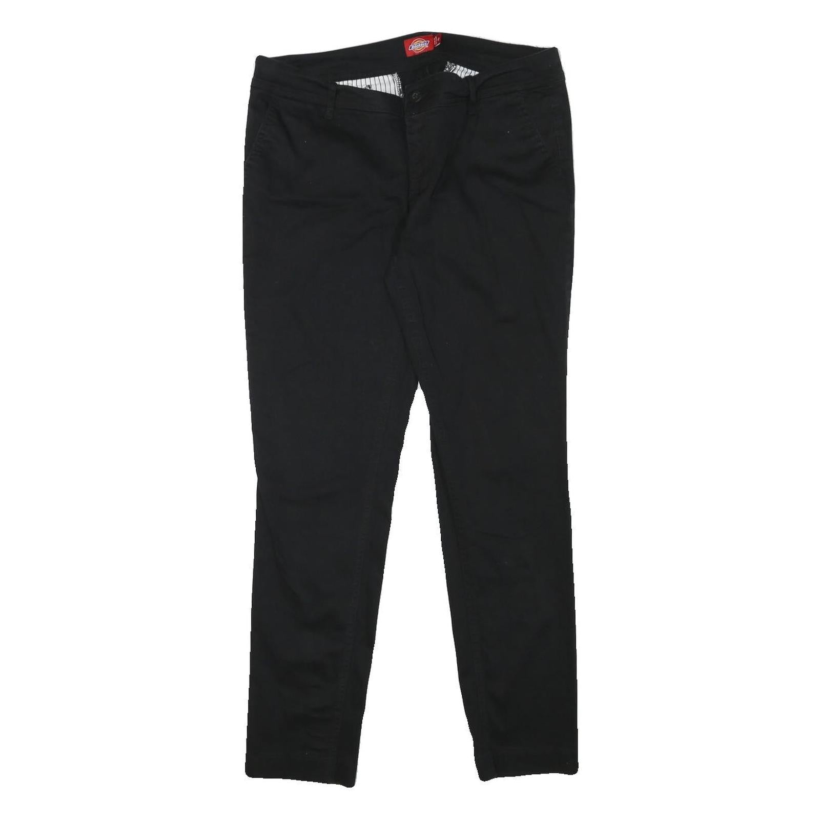 DICKIES Womens Cotton Blend Black Slim Tapered Trousers W33 L29