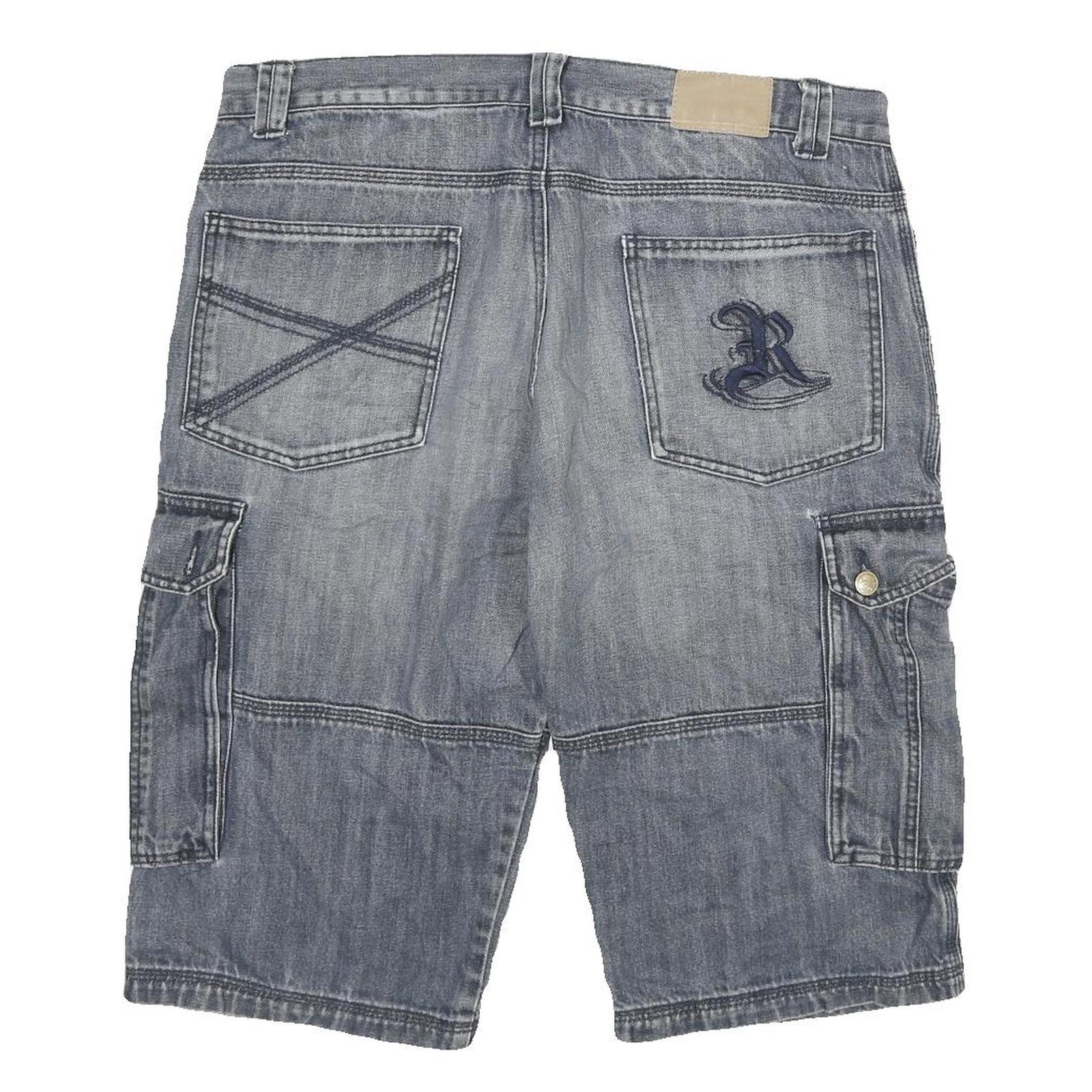 RAINBOW Mens Shorts Blue Cargo 2XL W34 Comfortable Cotton Blend Casual