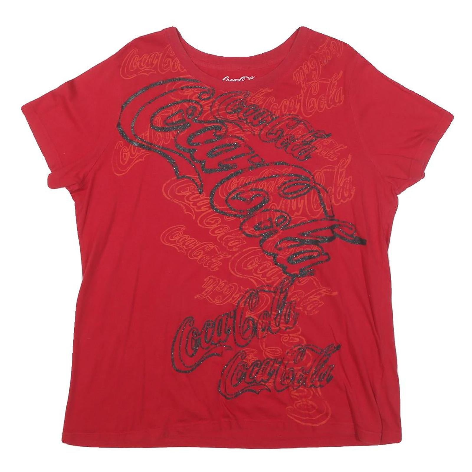 COCA COLA Womens Red 2XL Graphic T-Shirt Short Sleeve Round Neck Cotton Blend