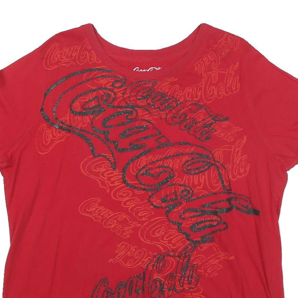 COCA COLA Womens Red 2XL Graphic T-Shirt Short Sleeve Round Neck Cotton Blend
