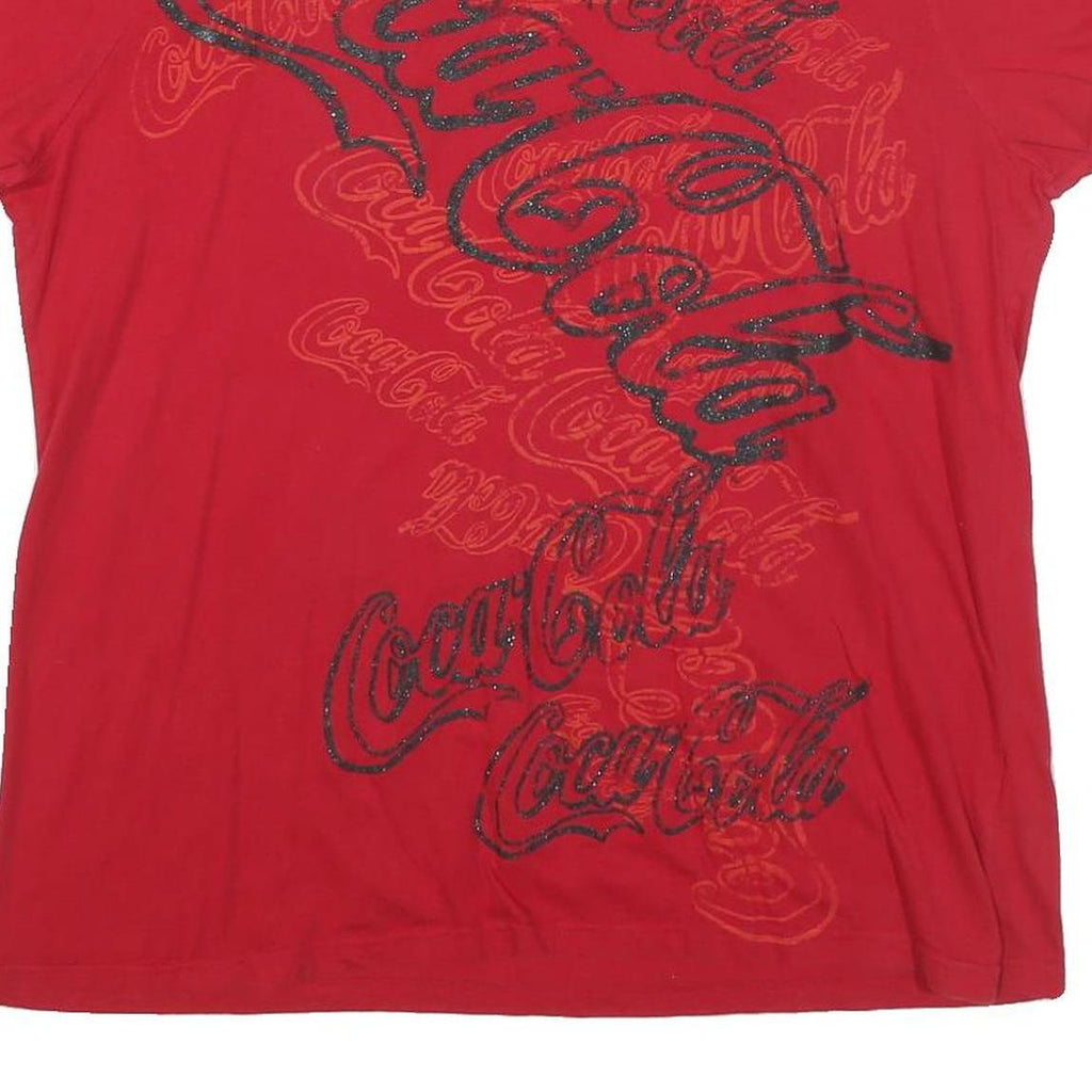 COCA COLA Womens Red 2XL Graphic T-Shirt Short Sleeve Round Neck Cotton Blend