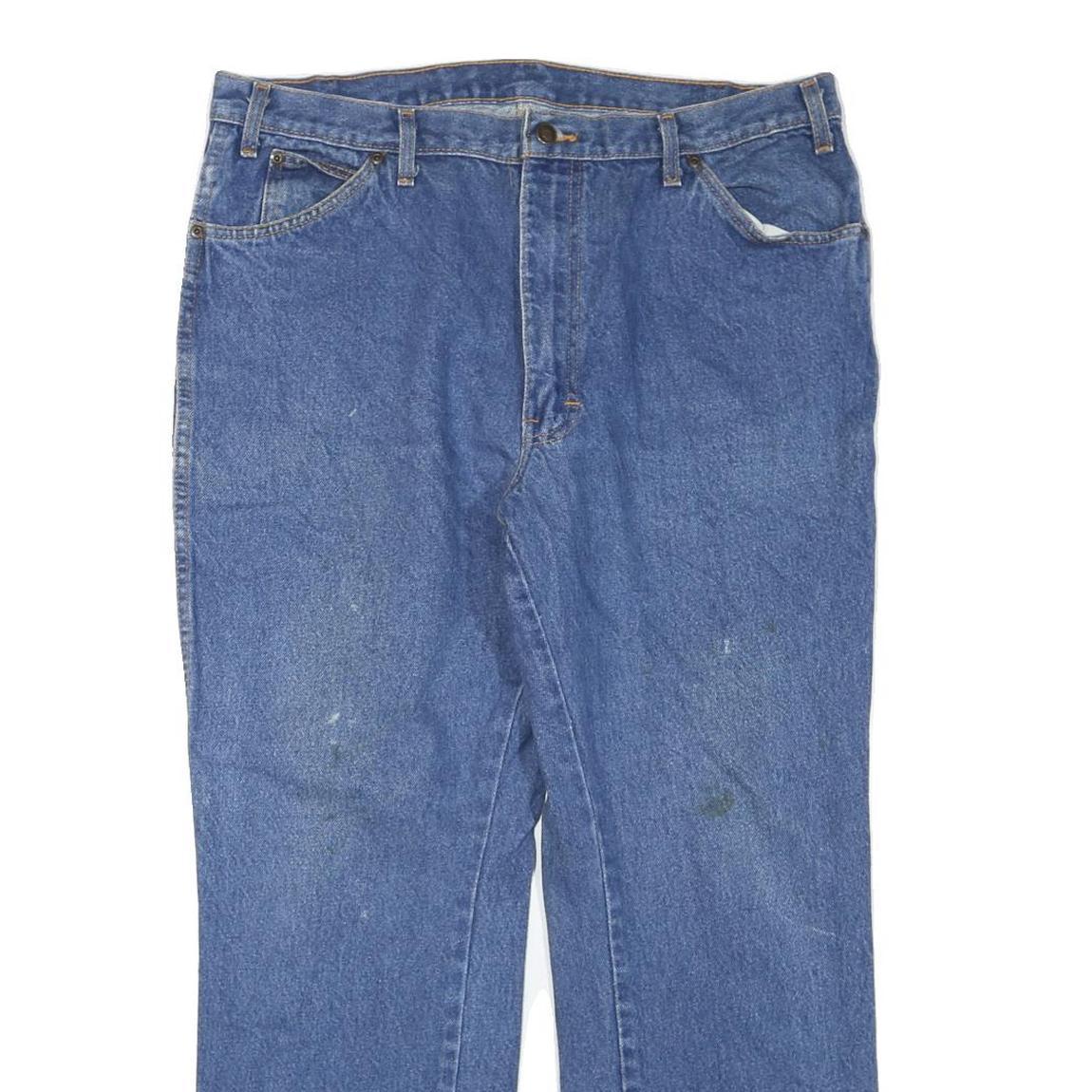 DICKIES Mens Blue Regular Fit Straight Leg Denim Jeans W38 L28 Workwear Cotton