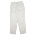 Womens White Cotton Regular Fit Straight Leg Trousers W33 L32 Utility Style