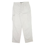 Womens White Cotton Regular Fit Straight Leg Trousers W33 L32 Utility Style