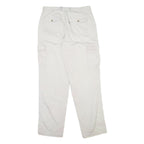 Womens White Cotton Regular Fit Straight Leg Trousers W33 L32 Utility Style