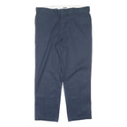 DICKIES Mens Polyester Blend Navy Regular Straight Trousers W40 L30 Workwear Zip