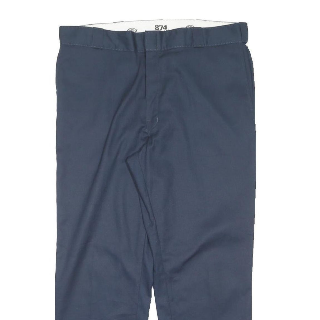 DICKIES Mens Polyester Blend Navy Regular Straight Trousers W40 L30 Workwear Zip