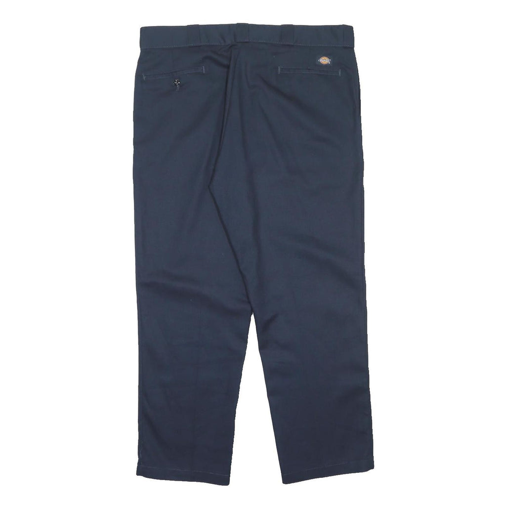 DICKIES Mens Polyester Blend Navy Regular Straight Trousers W40 L30 Workwear Zip