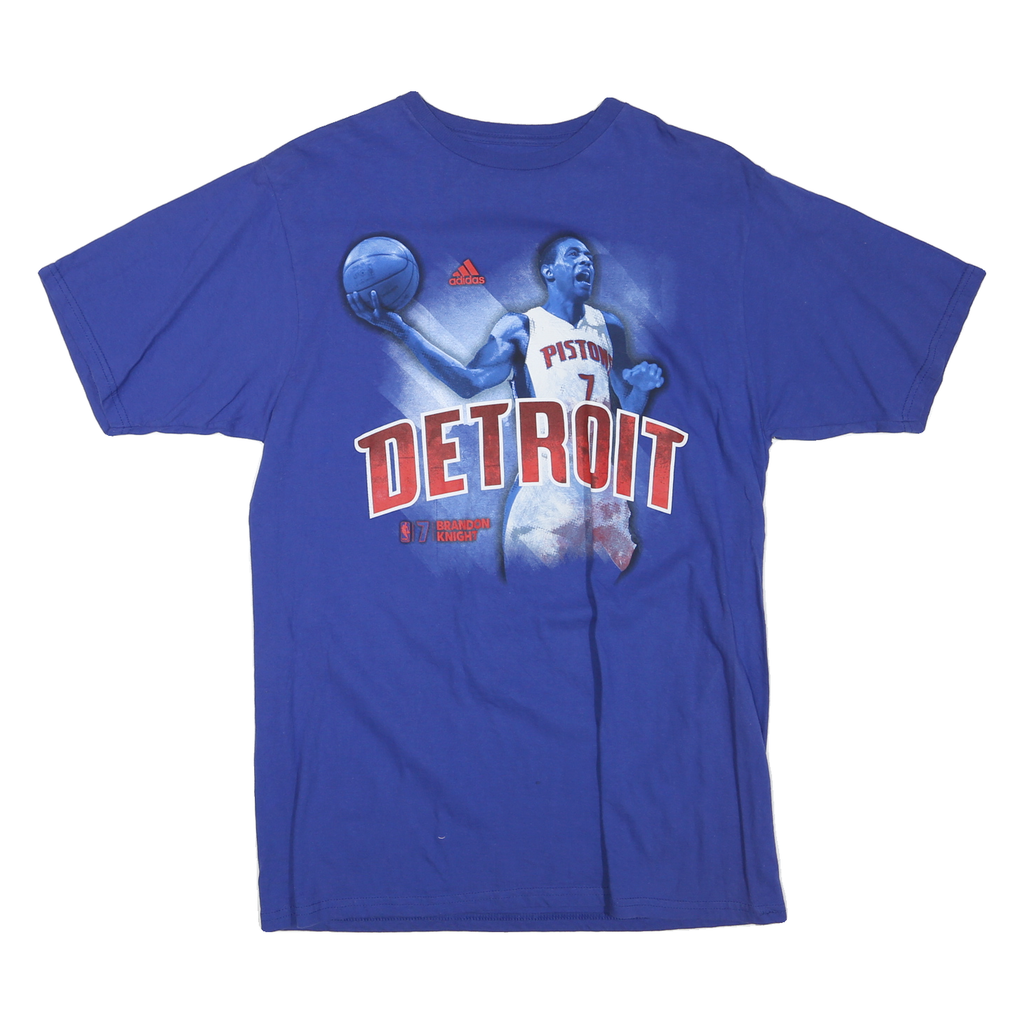 ADIDAS Mens Blue Detroit Graphic T-Shirt L Short Sleeve Crew Neck Basketball