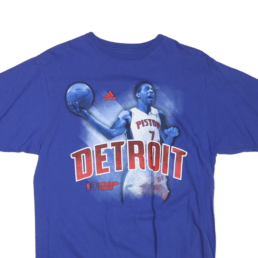 ADIDAS Mens Blue Detroit Graphic T-Shirt L Short Sleeve Crew Neck Basketball