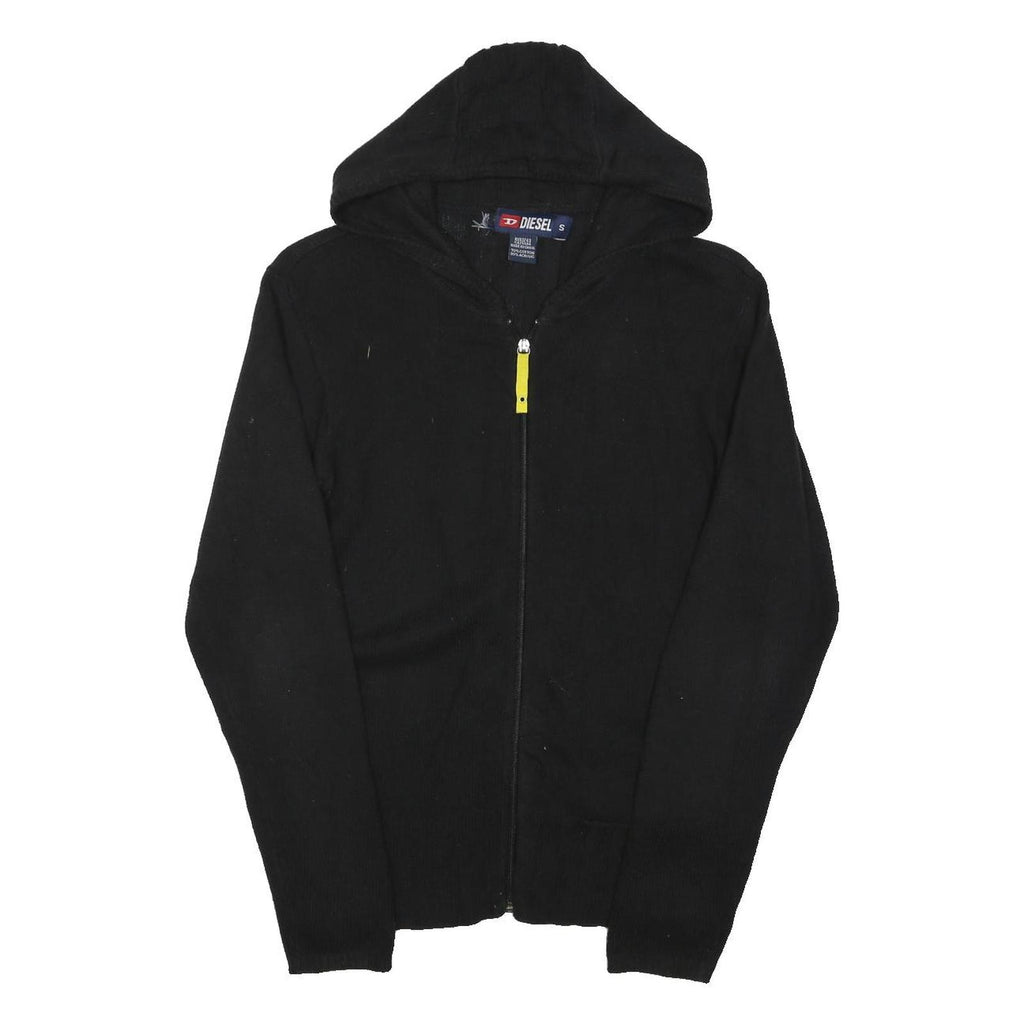 DIESEL Mens Black Hoodie Patterned Pullover Jumper S Cotton Blend Zip-Up