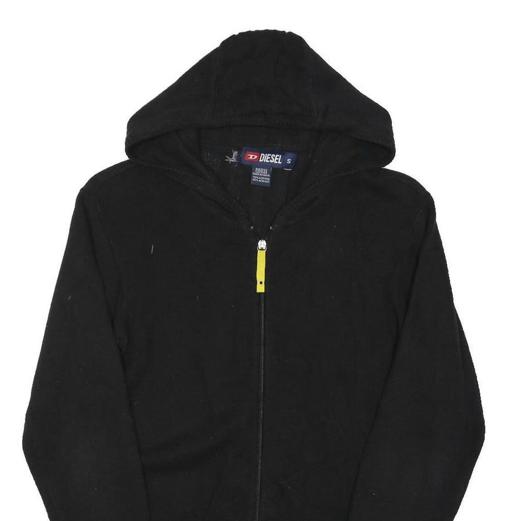 DIESEL Mens Black Hoodie Patterned Pullover Jumper S Cotton Blend Zip-Up