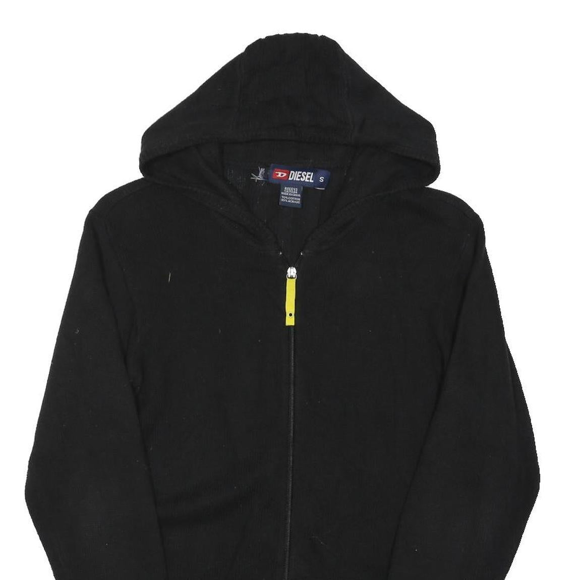 DIESEL Mens Black Hoodie Patterned Pullover Jumper S Cotton Blend Zip-Up
