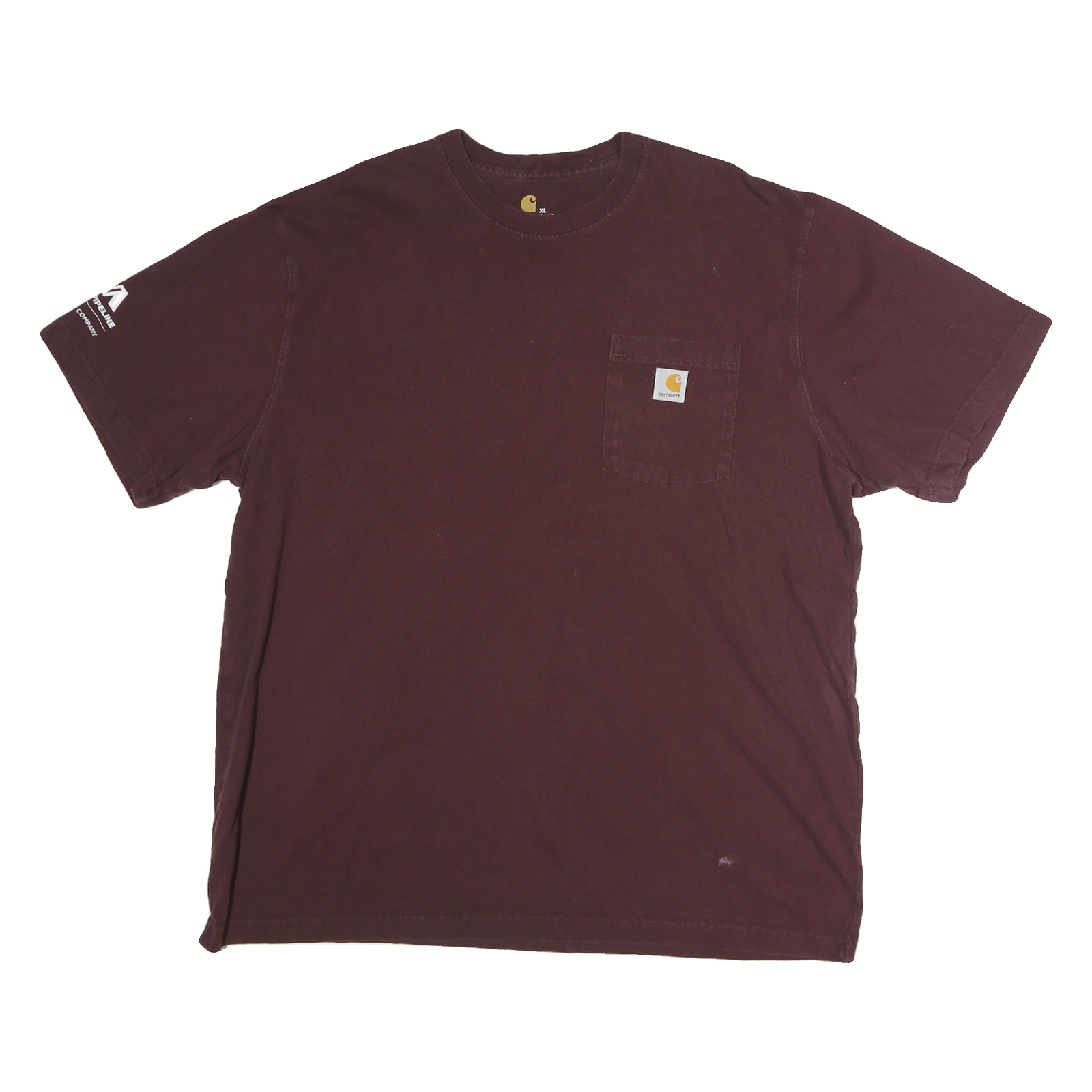 CARHARTT Mens Maroon Chest Pocket Logo T-Shirt XL Short Sleeve Crew Neck