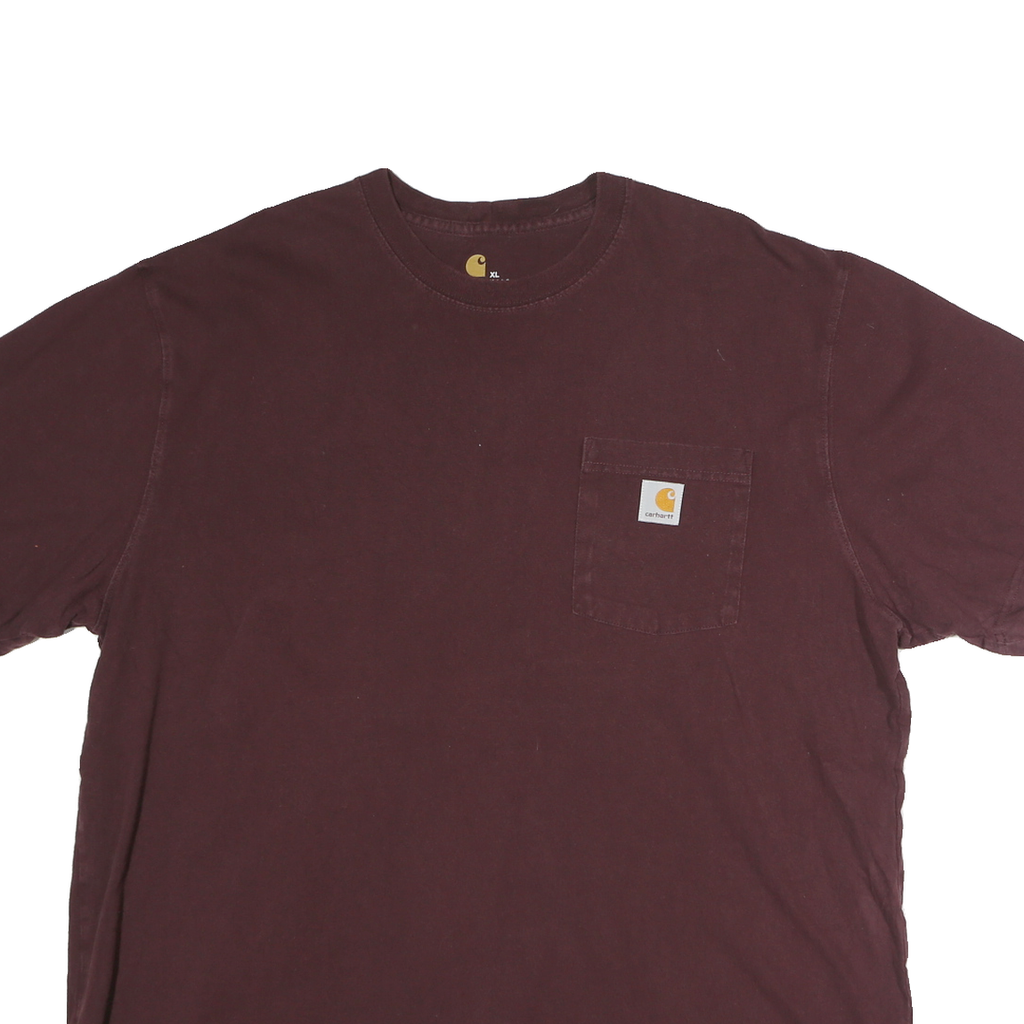 CARHARTT Mens Maroon Chest Pocket Logo T-Shirt XL Short Sleeve Crew Neck