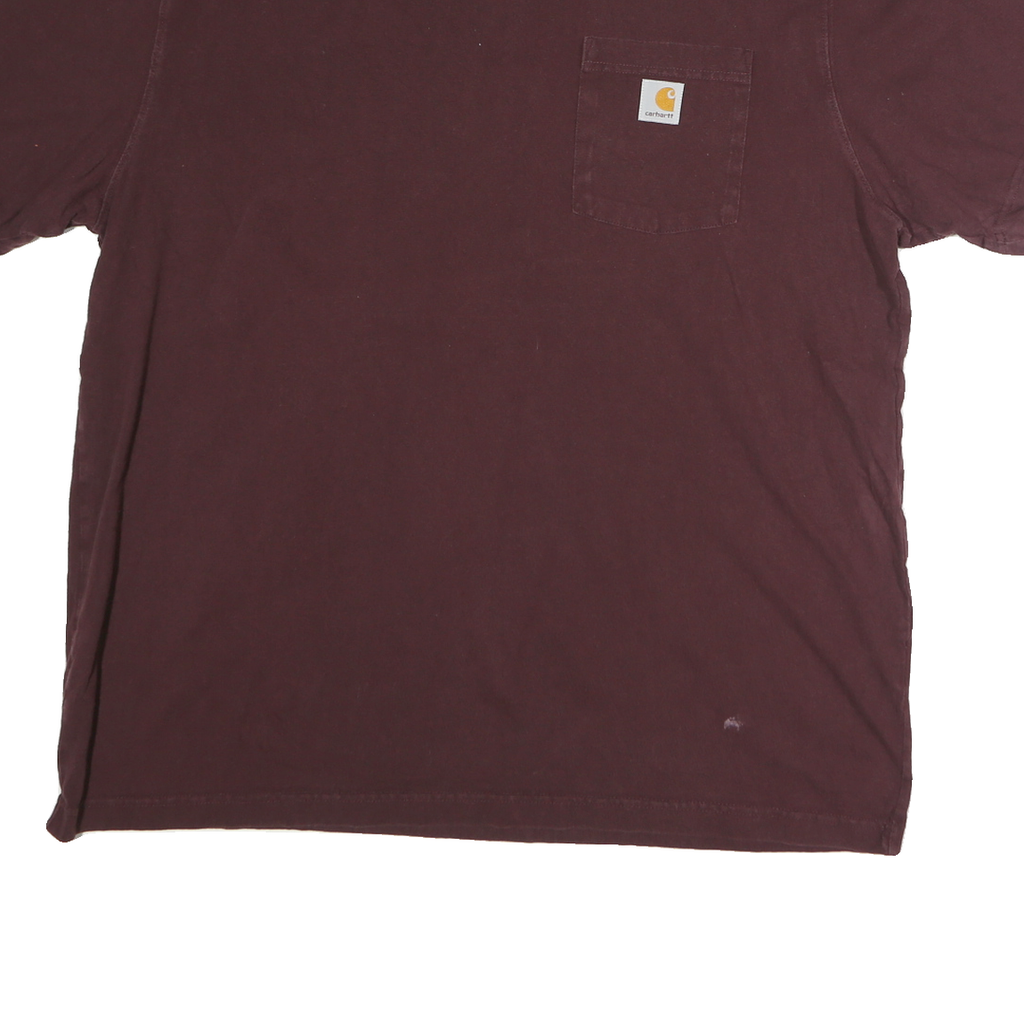 CARHARTT Mens Maroon Chest Pocket Logo T-Shirt XL Short Sleeve Crew Neck